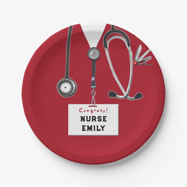 Nursing School Graduation Party Paper Plates (Front)