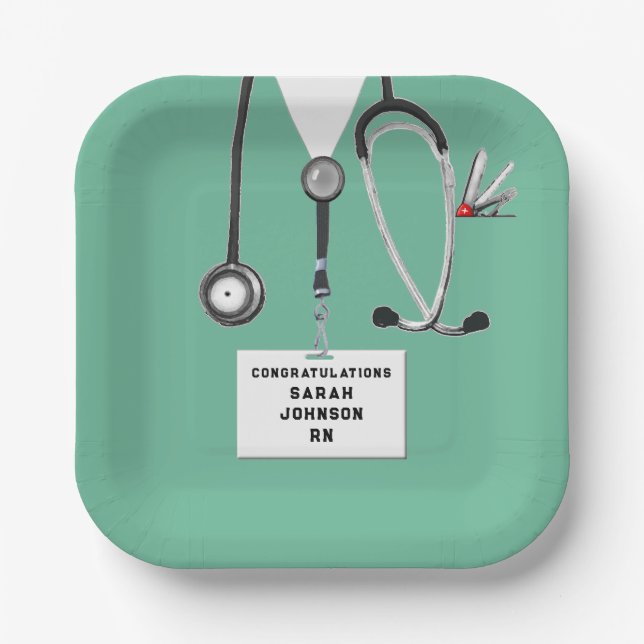 Nursing School Graduation Party Paper Plates (Front)