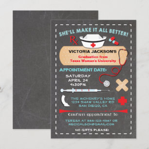 Nursing School Graduation Party Prescription Invitation