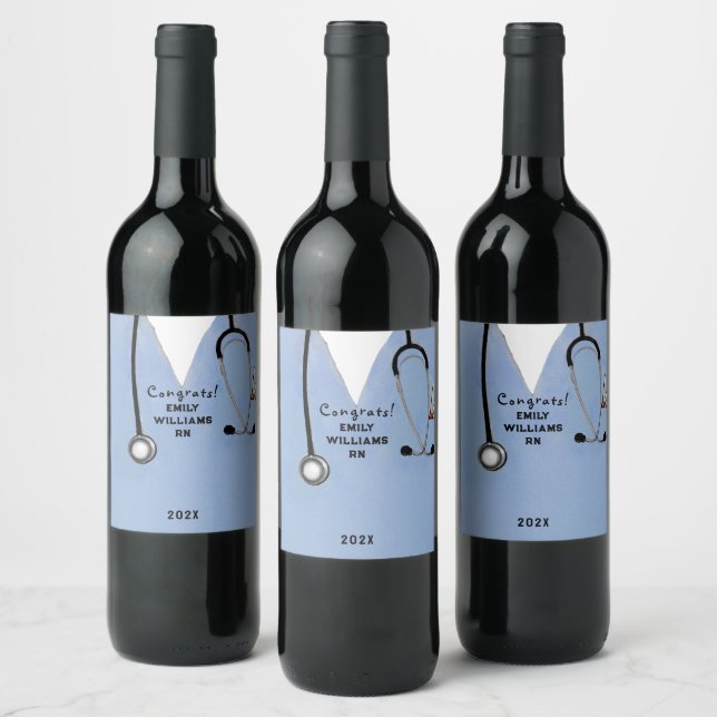 Nursing School Graduation Party Wine Label (Bottles)