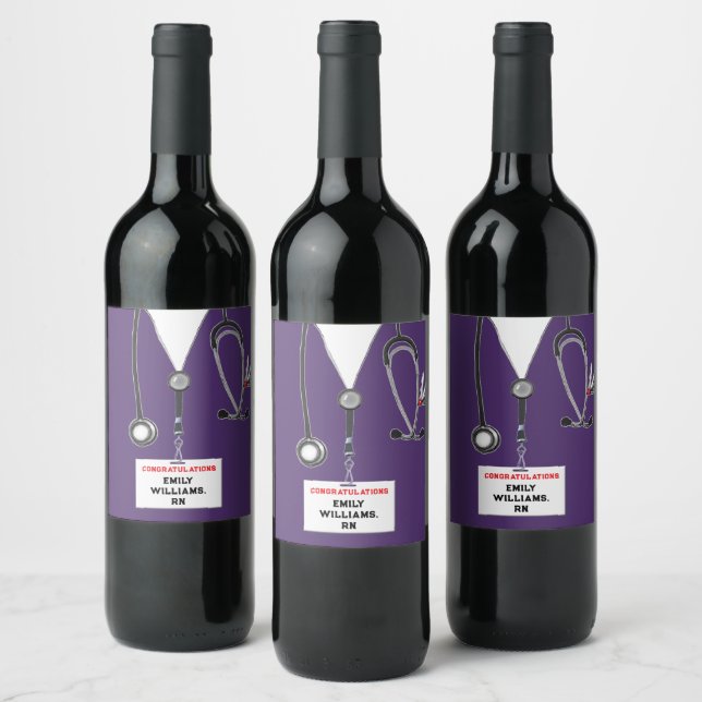 Nursing School Graduation Party Wine Label (Bottles)