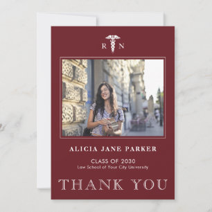 Nursing school graduation simple modern photo thank you card
