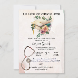 Nursing School Graduation Vintage Boho Floral  Invitation