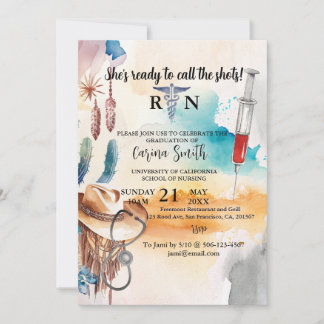 Nursing School Graduation Western Cowboy Cactus Invitation