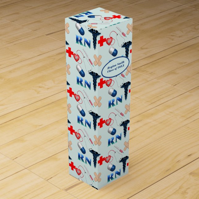 Nursing School Graduation Wine Box (Front)