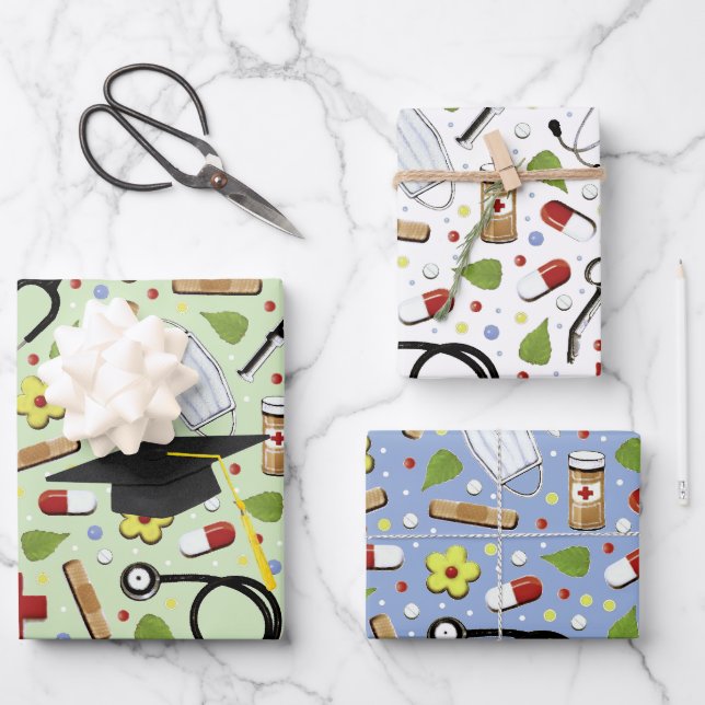 Nursing School Graduation Wrapping Paper Sheets (Front)
