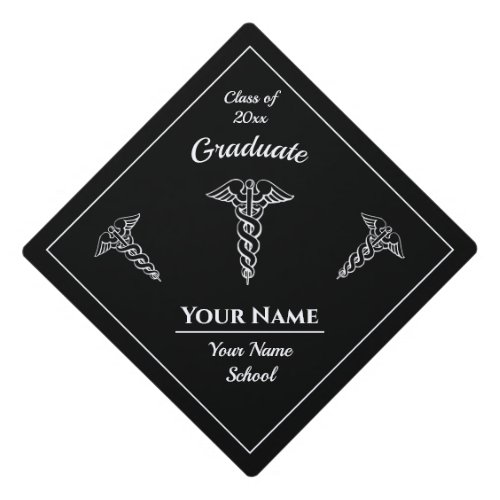 Nursing School name Class of 20XX Caduceus logo Graduation Cap Topper