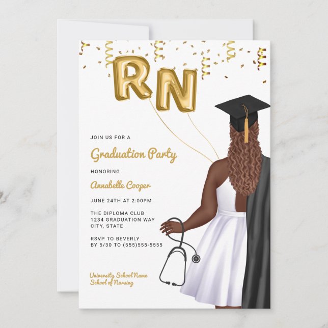 Nursing School Portrait Graduation Party Invitation (Front)