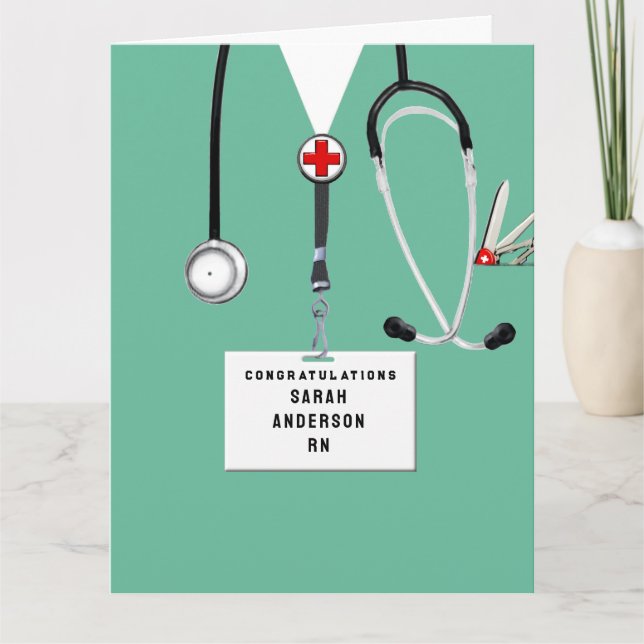 Nursing School RN Nurse Graduation Card (Front)