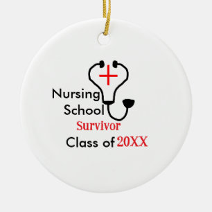 Nursing School survivor class of 20XX medical nurs Ceramic Ornament