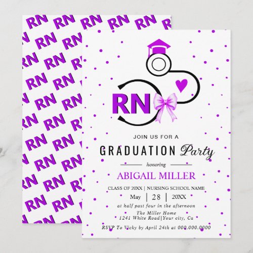 Nursing shool stethoscope purple RN graduation