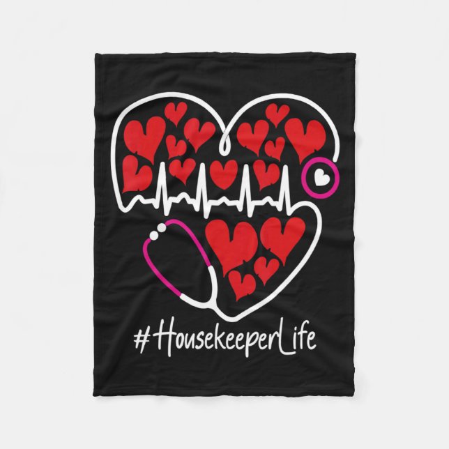 Nursing Stethoscope Heart Housekeeper Valentines  Fleece Blanket (Front)