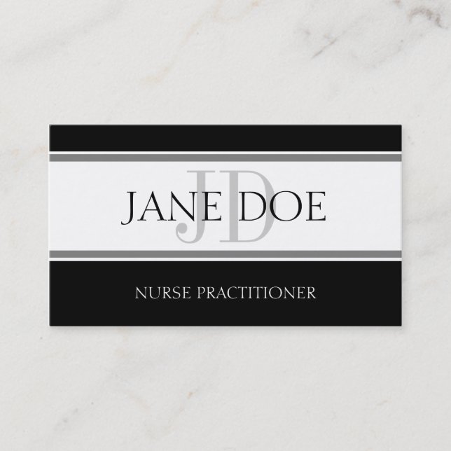 Nursing Stripes White Business Card (Front)