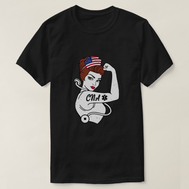 Nursing Strong Woman Cna Strong Nurse 4Th Of July T-Shirt (Design Front)