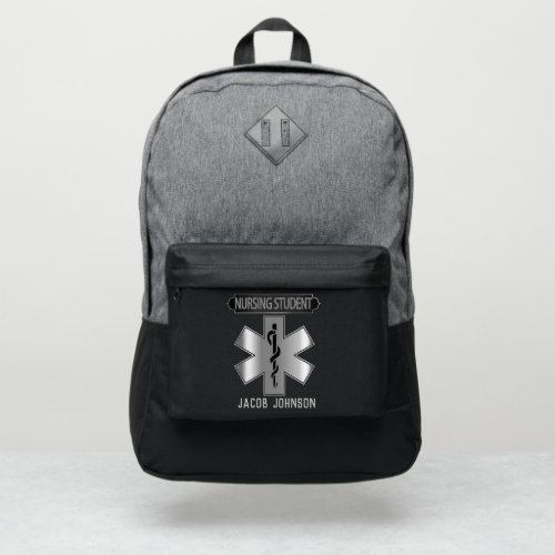 Nursing Student _ Black and Silver Gray  Port Authority Backpack