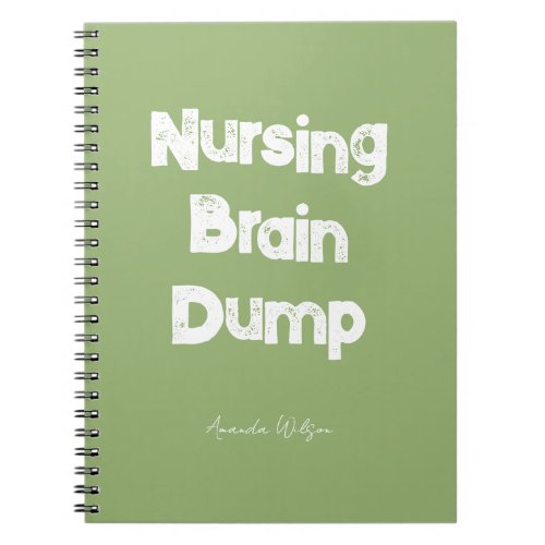 Nursing Student College Study Minimalist Green Notebook