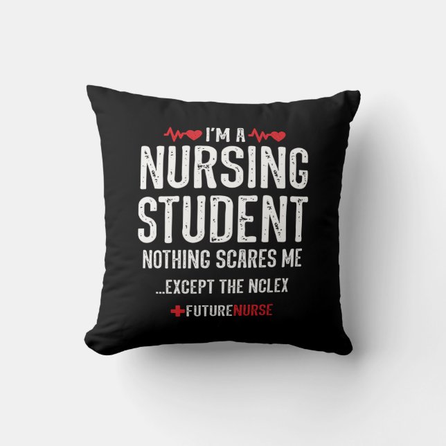 Nursing Student Gift - NCLEX Prep - Future Nurse Throw Pillow (Front)