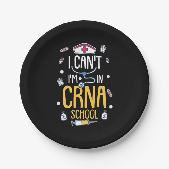 Nursing Student Is In CRNA School Paper Plates (Front)