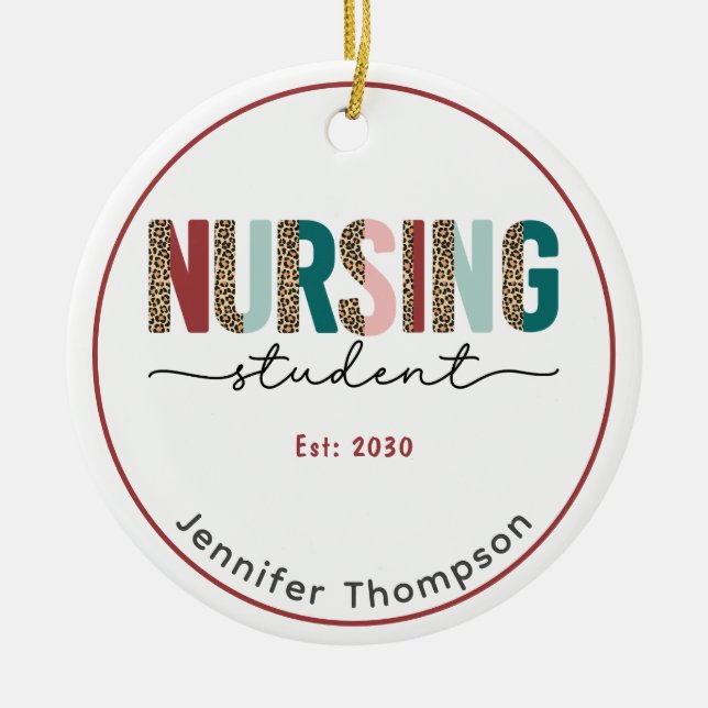Nursing Student Personalized Animal Print    Ceramic Ornament (Front)