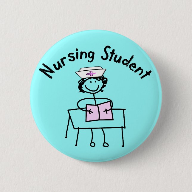 Nursing Student Stick Lady Gifts Pinback Button (Front)
