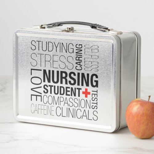 Nursing Student Text Metal Lunch Box