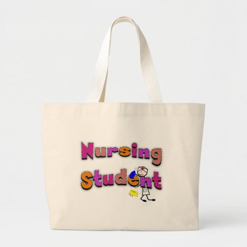 Nursing Student Watercolor Art Stick Person Nurse Large Tote Bag