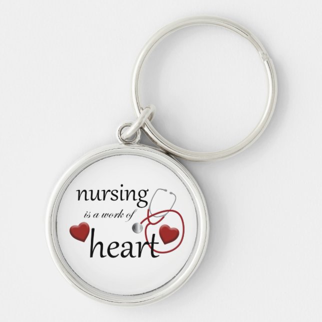 Nursing Work of Heart Nurse Button Keychain (Front)