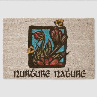 Nurture Nature Bee and Flowers Fiber Doormat