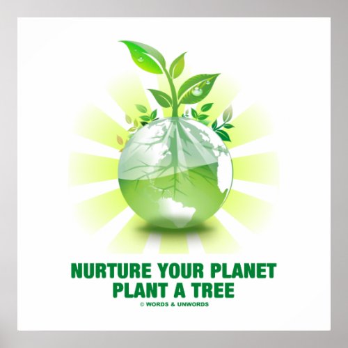 Nurture Your Planet Plant A Tree Planet Earth Poster