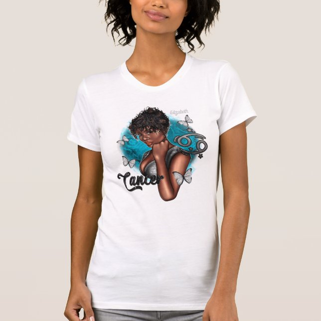 Nurturing Black Cancer Diva with Butterflies T-Shirt (Front)