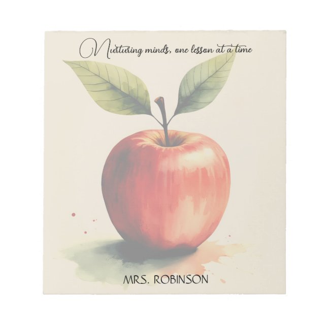 Nurturing Minds Watercolor Apple Teacher Gift Notepad (Front)