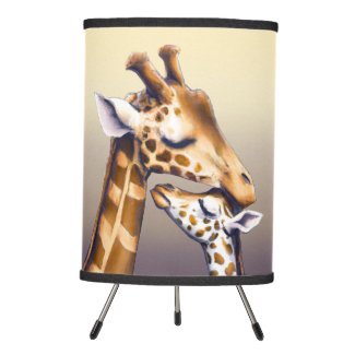 Nurturing Mother Giraffe and Calf