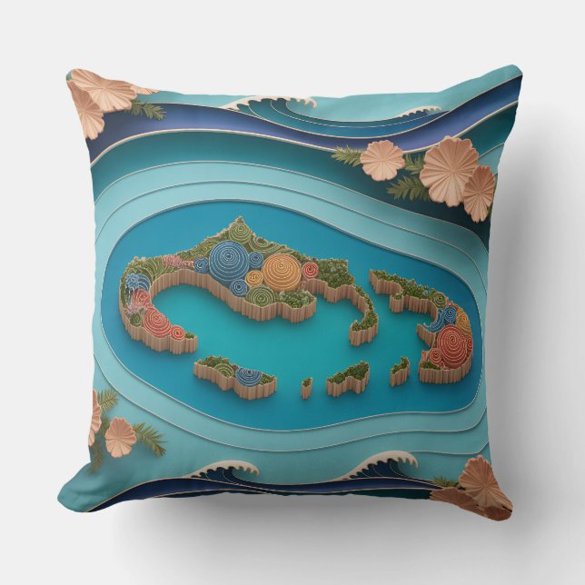 Nusa Islands Relief Throw Pillow (Front)