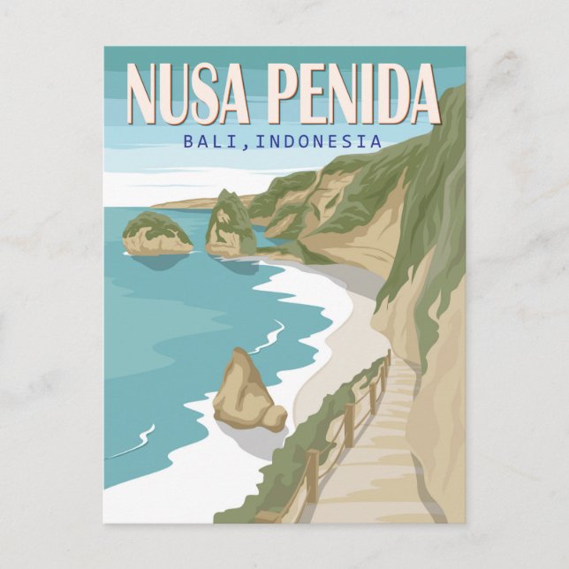 Nusa Penida Beach Bali Indonesia Vintage Postcard (Front)