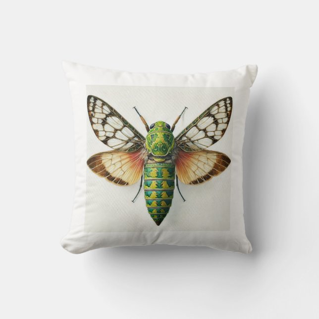 Nusalala Insect 120924IREF233 - Watercolor Throw Pillow (Front)