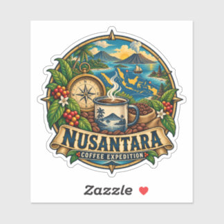 Nusantara Coffee Expedition Vintage Indonesian Art Sticker