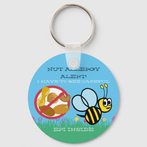 Nut Allergy Alert Bumble Bee Kids Personalized Keychain