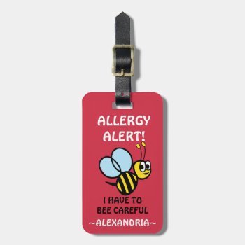 Nut Allergy Alert Bumble Bee Tag by LilAllergyAdvocates at Zazzle