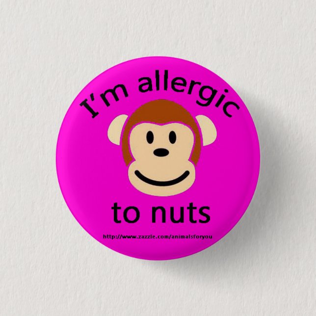 Nut Allergy Alert Pink Button (Front)