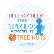 Nut Allergy Alert Superhero Boy Stickers