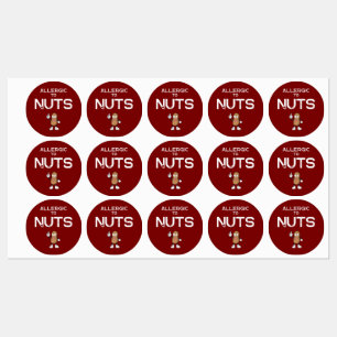 Nut Allergy Colorful Waterproof Round Sticker