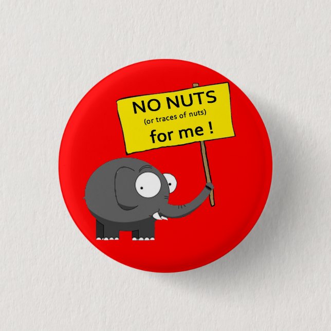 Nut Allergy Elephant Button (Front)