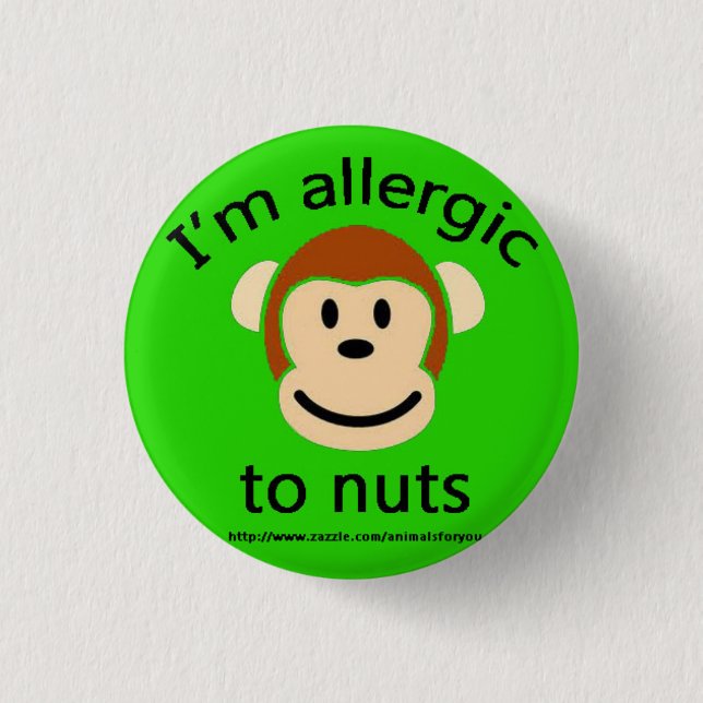 Nut Allergy Green Pinback Button (Front)