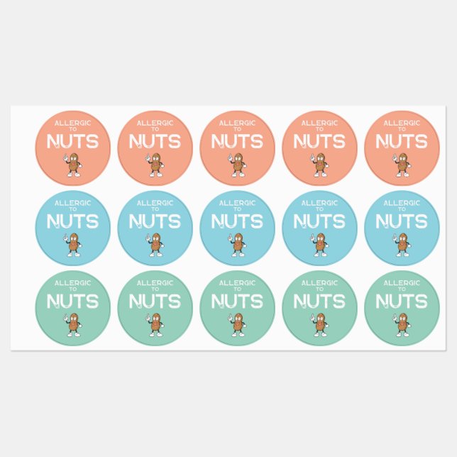 Nut Allergy Waterproof Colorful Sticker (Sheet)