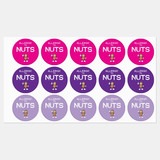 Nut Allergy Waterproof Colorful Sticker (Sheet)