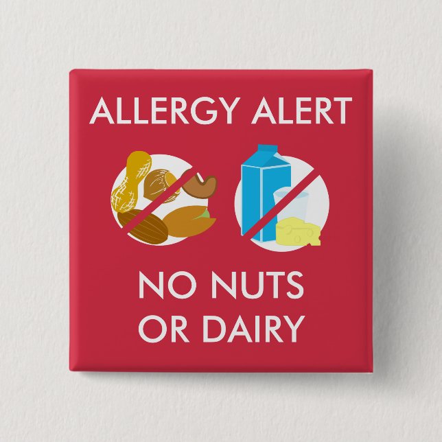 Nut and Dairy Food Allergy Alert Pin (Front)