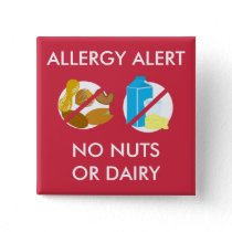 Nut and Dairy Food Allergy Alert Pin
