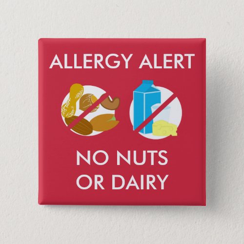 Nut and Dairy Food Allergy Alert Pin