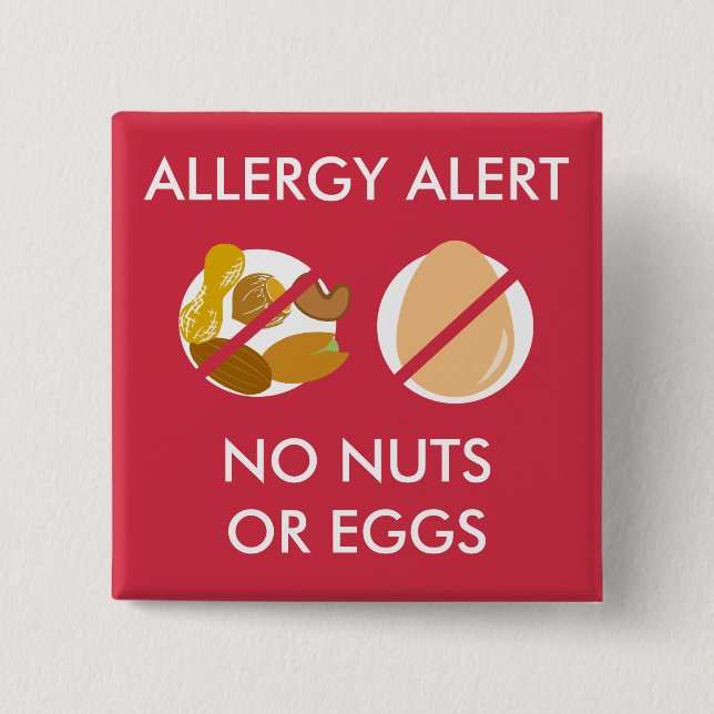 Nut and Egg Food Allergy Alert Pin (Front)