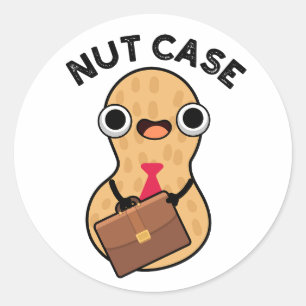 Nut Case Funny Peanut Puns Classic Round Sticker
